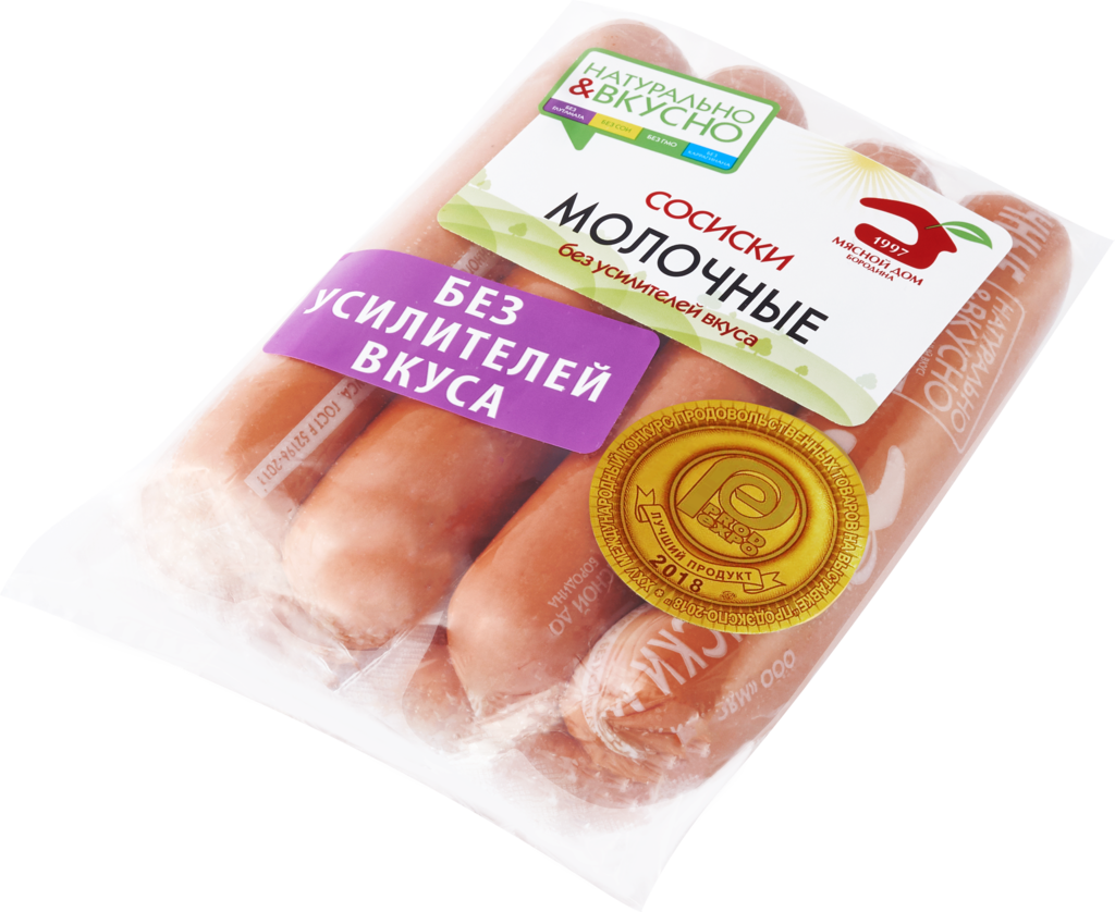 Сосиски МД БОРОДИНА Молочные, 480г - купить с доставкой в Москве и области  по выгодной цене - интернет-магазин Утконос