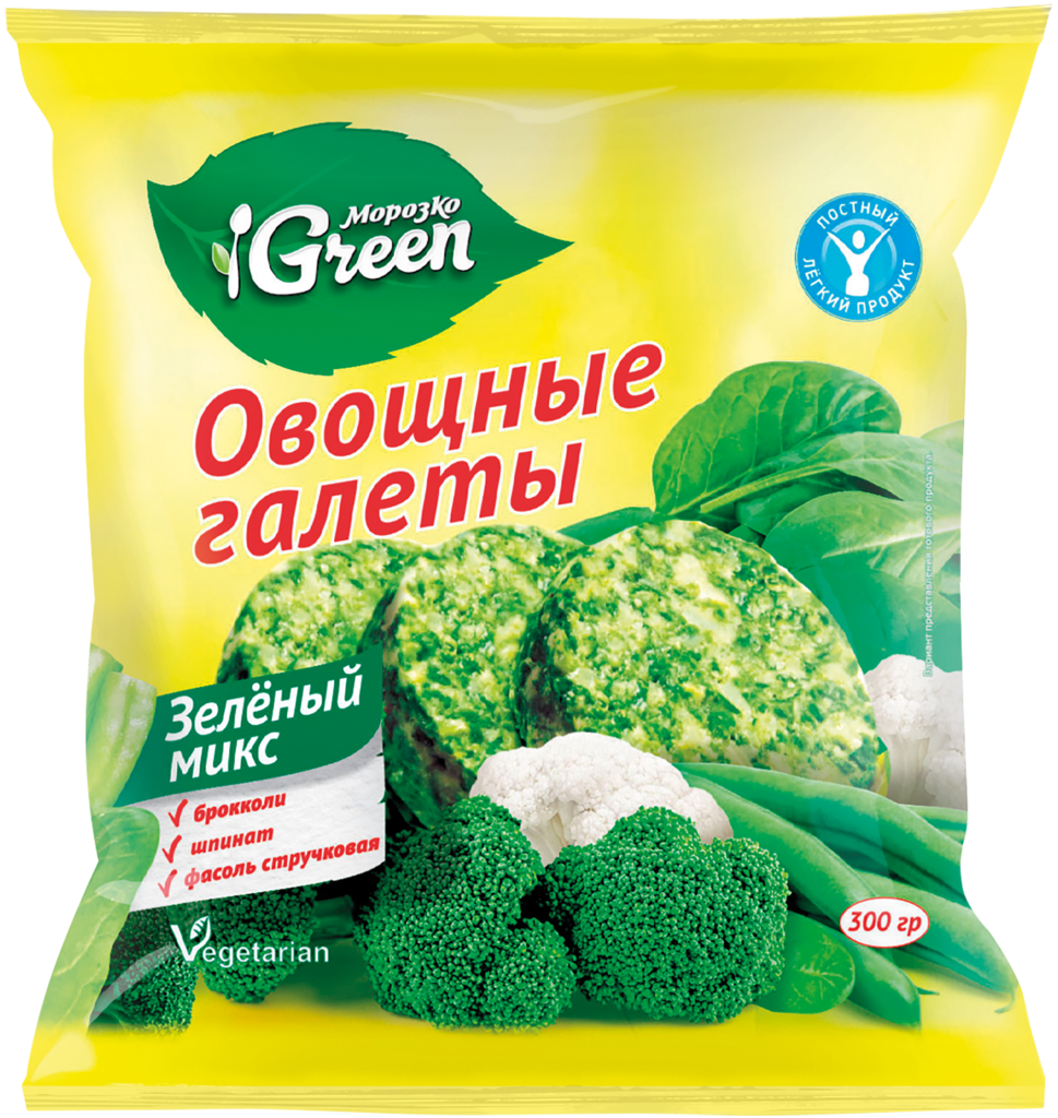 Овощные галеты МОРОЗКО GREEN Зеленый микс, 300г - купить с доставкой в  Москве и области по выгодной цене - интернет-магазин Утконос