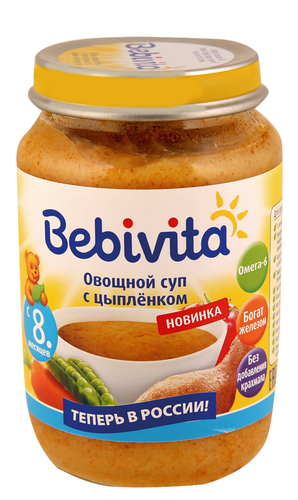 Суп bebivita овощной с индейкой с 8 месяцев 190 г