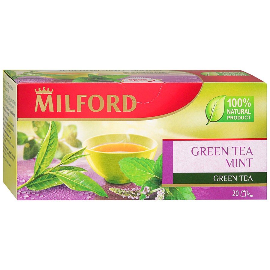 Чай Milford Mint зеленый с мятой 20 пакетиков по 1.75 г
