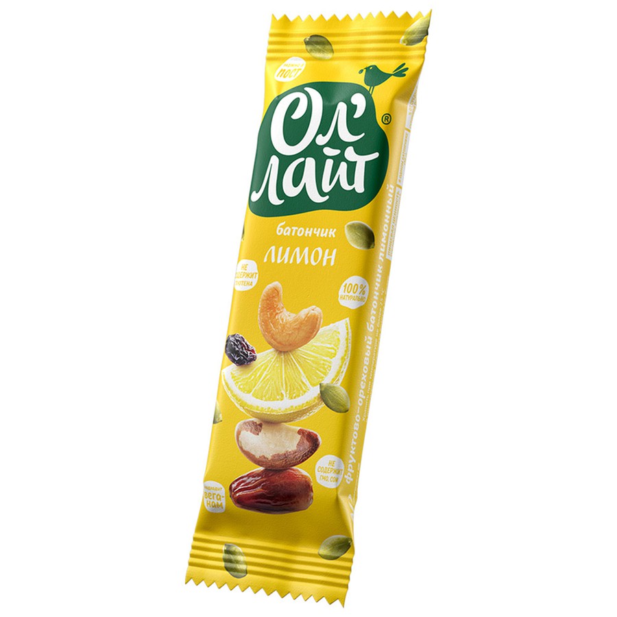Батончик Ол'Лайт фруктово-ореховый Лимон 30 г