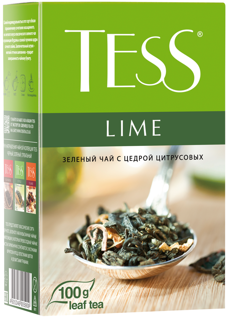 Чай зеленый TESS Lime с цедрой цитрусовых и ароматом лайма листовой ...