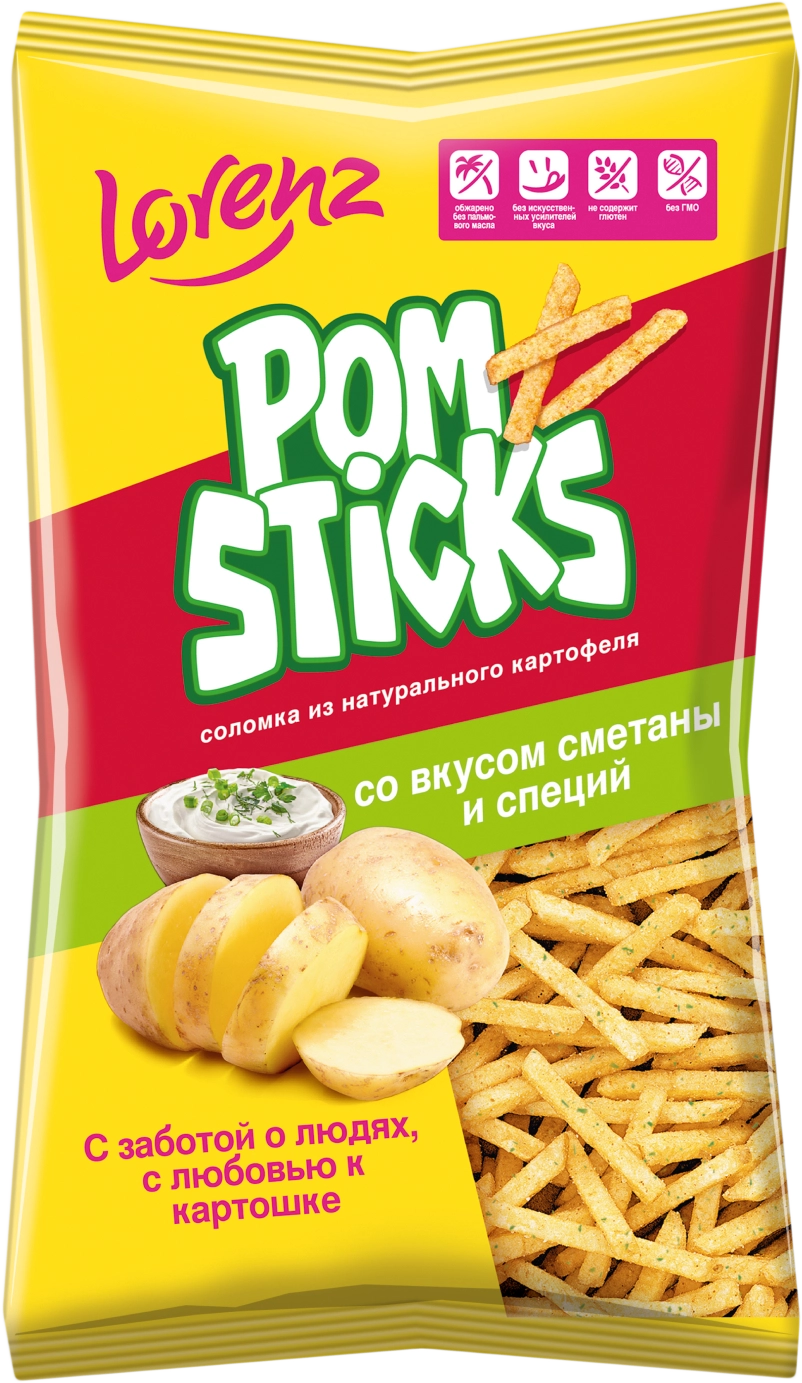 Чипсы картофельные POMSTICKS со вкусом сметаны и специй, соломка, 100г -  купить с доставкой в Москве и области по выгодной цене - интернет-магазин  Утконос