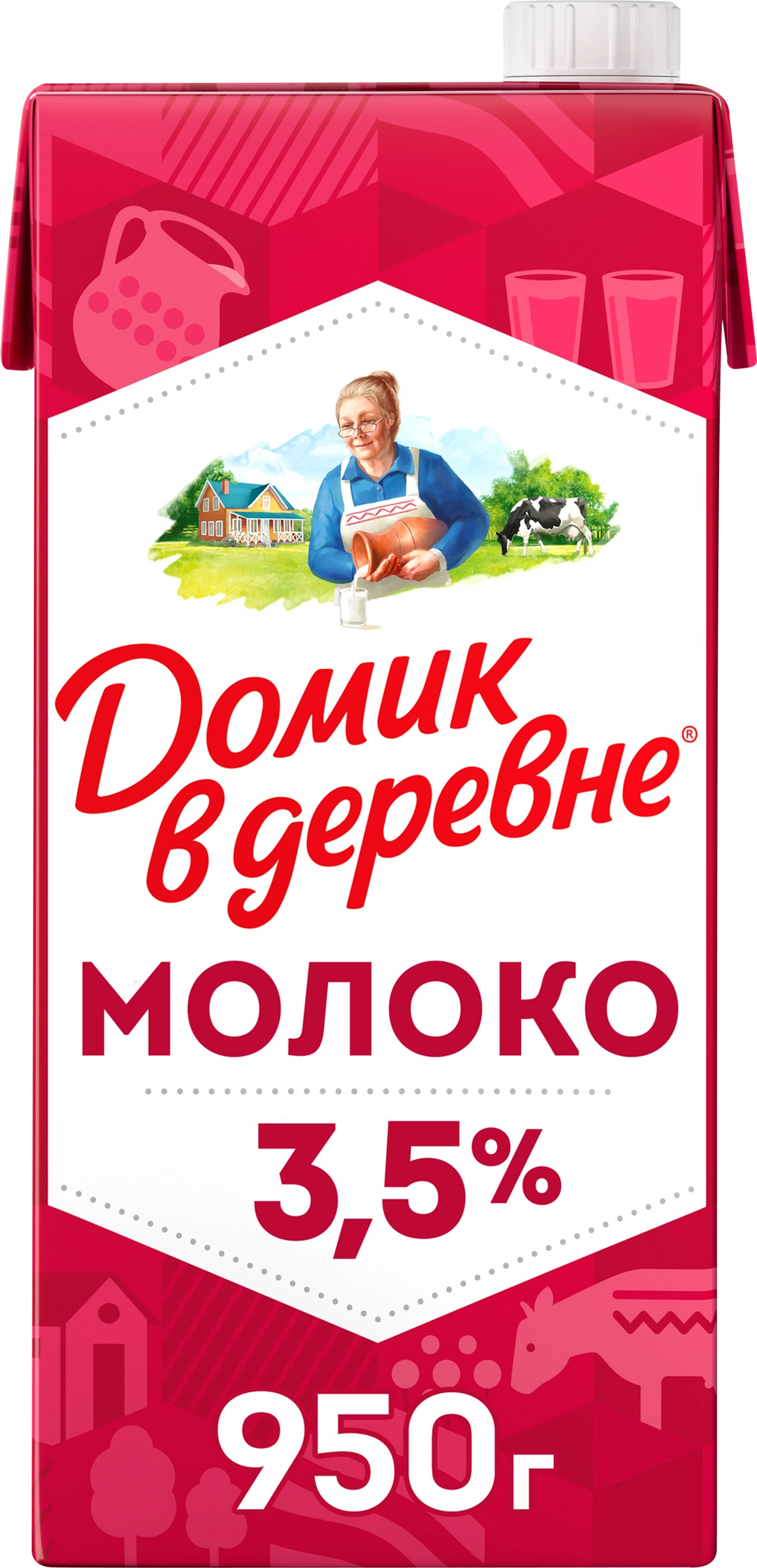 Молоко ультрапастеризованное ДОМИК В ДЕРЕВНЕ 3,5%, без змж, 950г - купить с  доставкой в Москве и области по выгодной цене - интернет-магазин Утконос