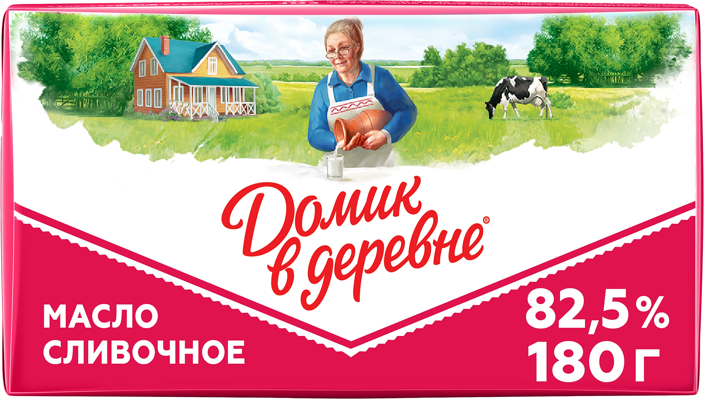 Масло сливочное ДОМИК В ДЕРЕВНЕ 82,5%, без змж, 180г - купить с доставкой в  Москве и области по выгодной цене - интернет-магазин Утконос