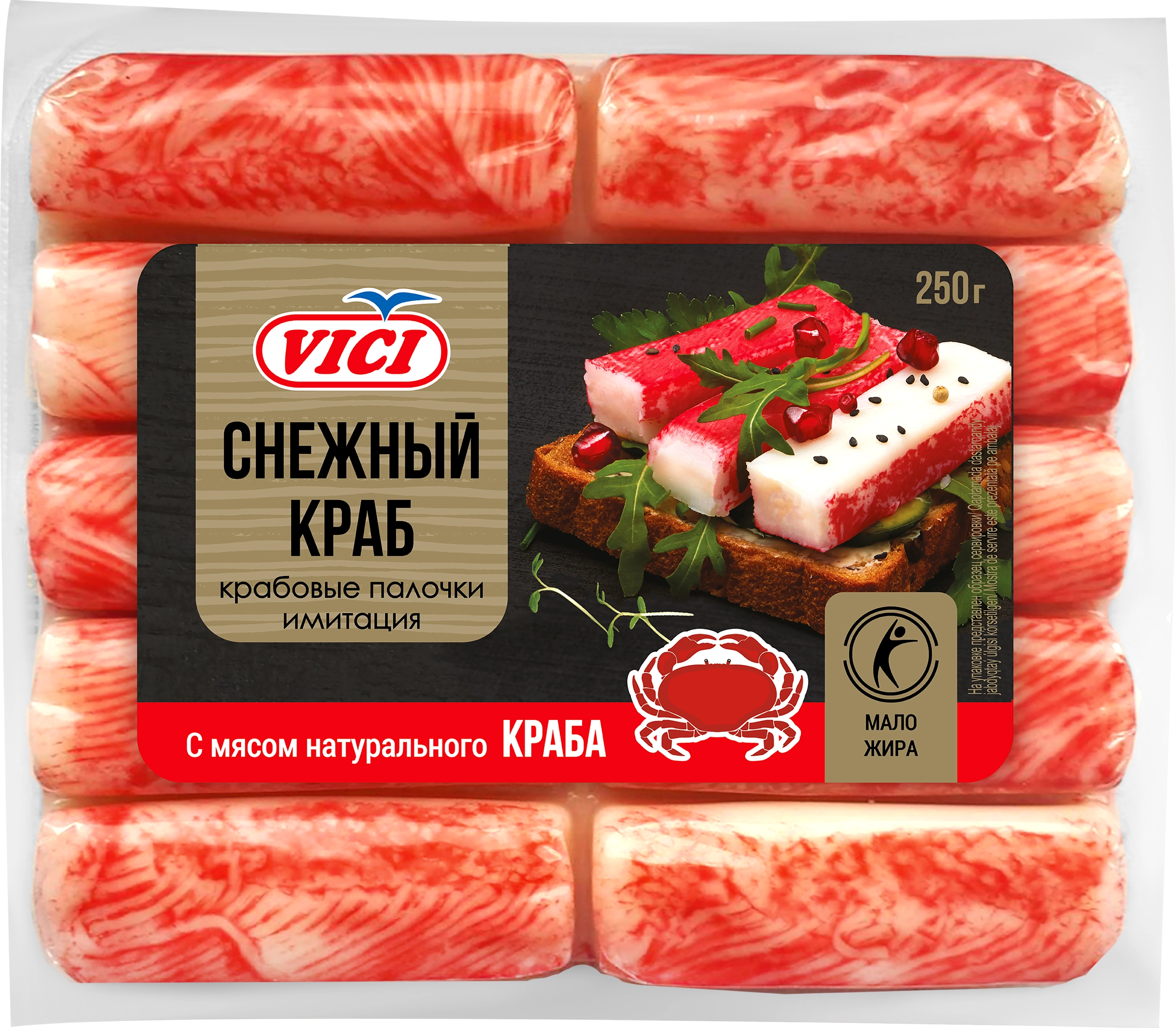 Крабовые палочки VICI с мясом натурального краба (имитация), 250г - купить  с доставкой в Москве и области по выгодной цене - интернет-магазин Утконос