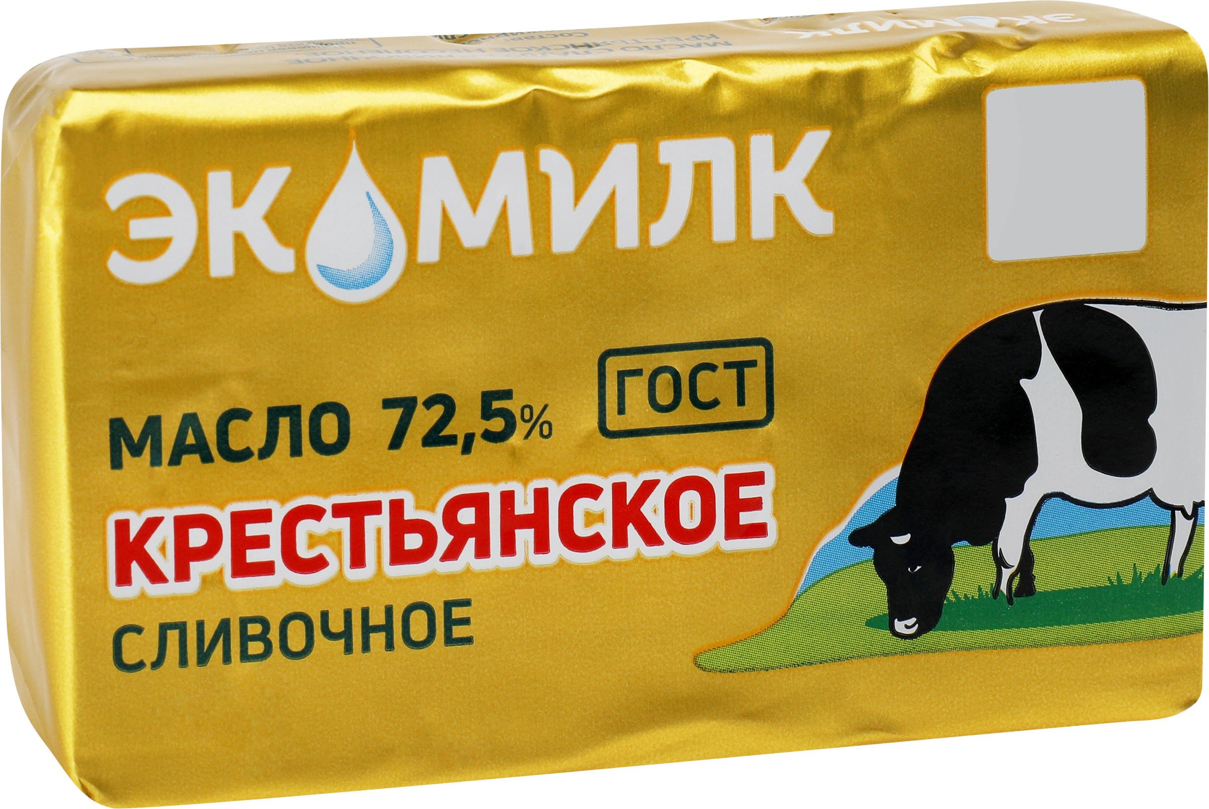 Масло сливочное ЭКОМИЛК Крестьянское 72,5% высший сорт, без змж, 180г -  купить с доставкой в Москве и области по выгодной цене - интернет-магазин  Утконос