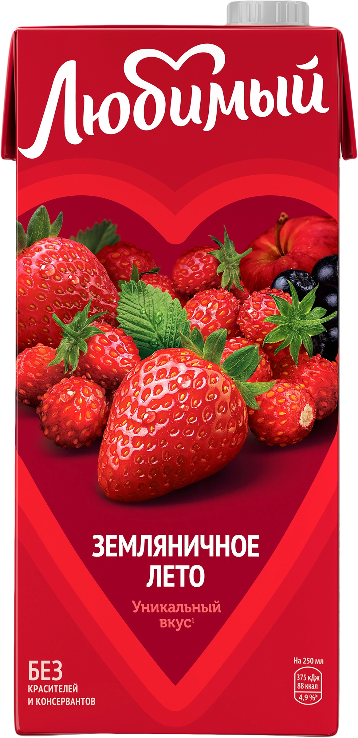 Напиток сокосодержащий ЛЮБИМЫЙ Яблоко, черноплодная рябина, клубника,  земляника, 0.95л - купить с доставкой в Москве и области по выгодной цене -  интернет-магазин Утконос