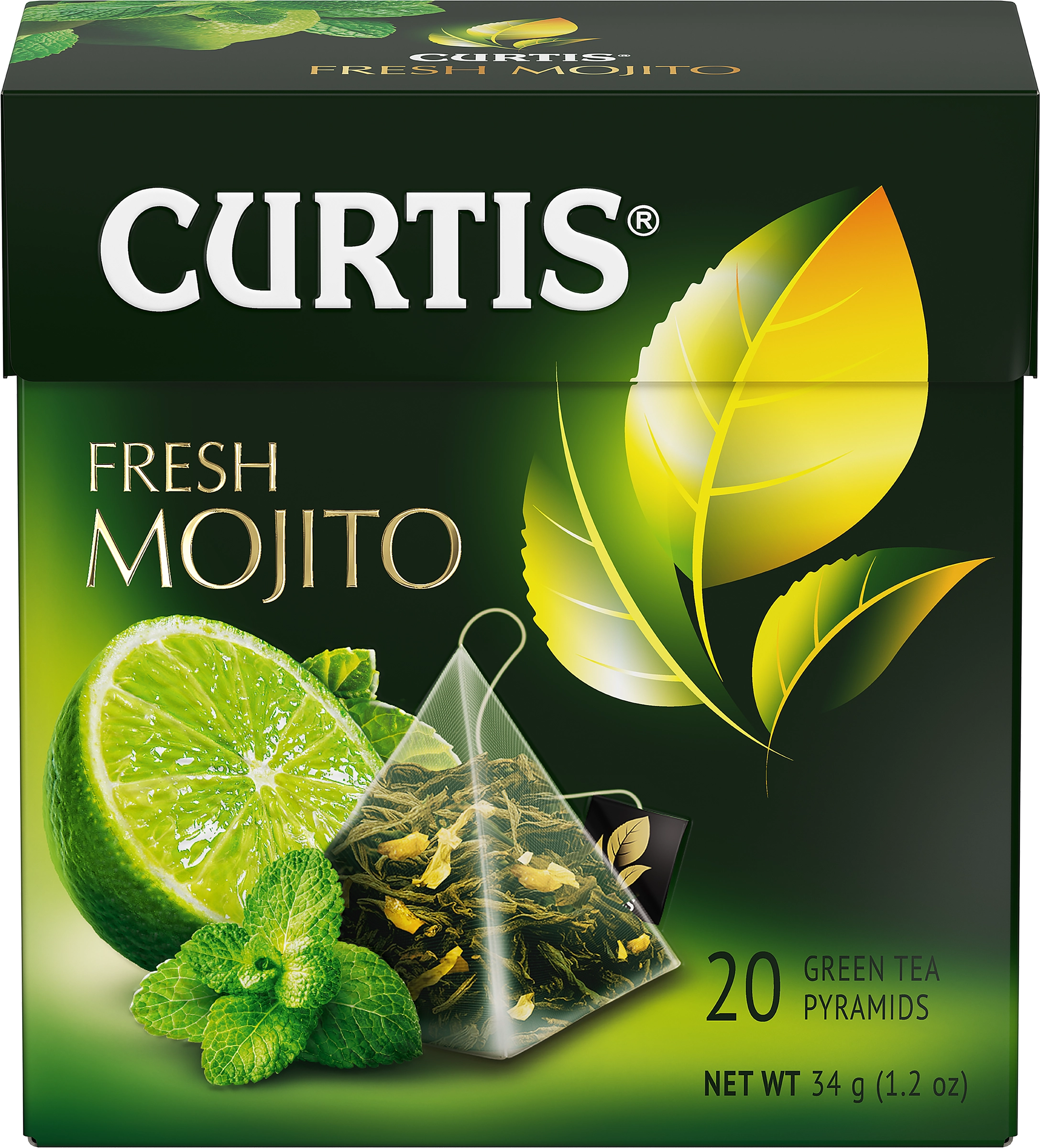 Чай зеленый CURTIS Fresh Mojito, 20х1,7г - купить с доставкой в Москве и  области по выгодной цене - интернет-магазин Утконос