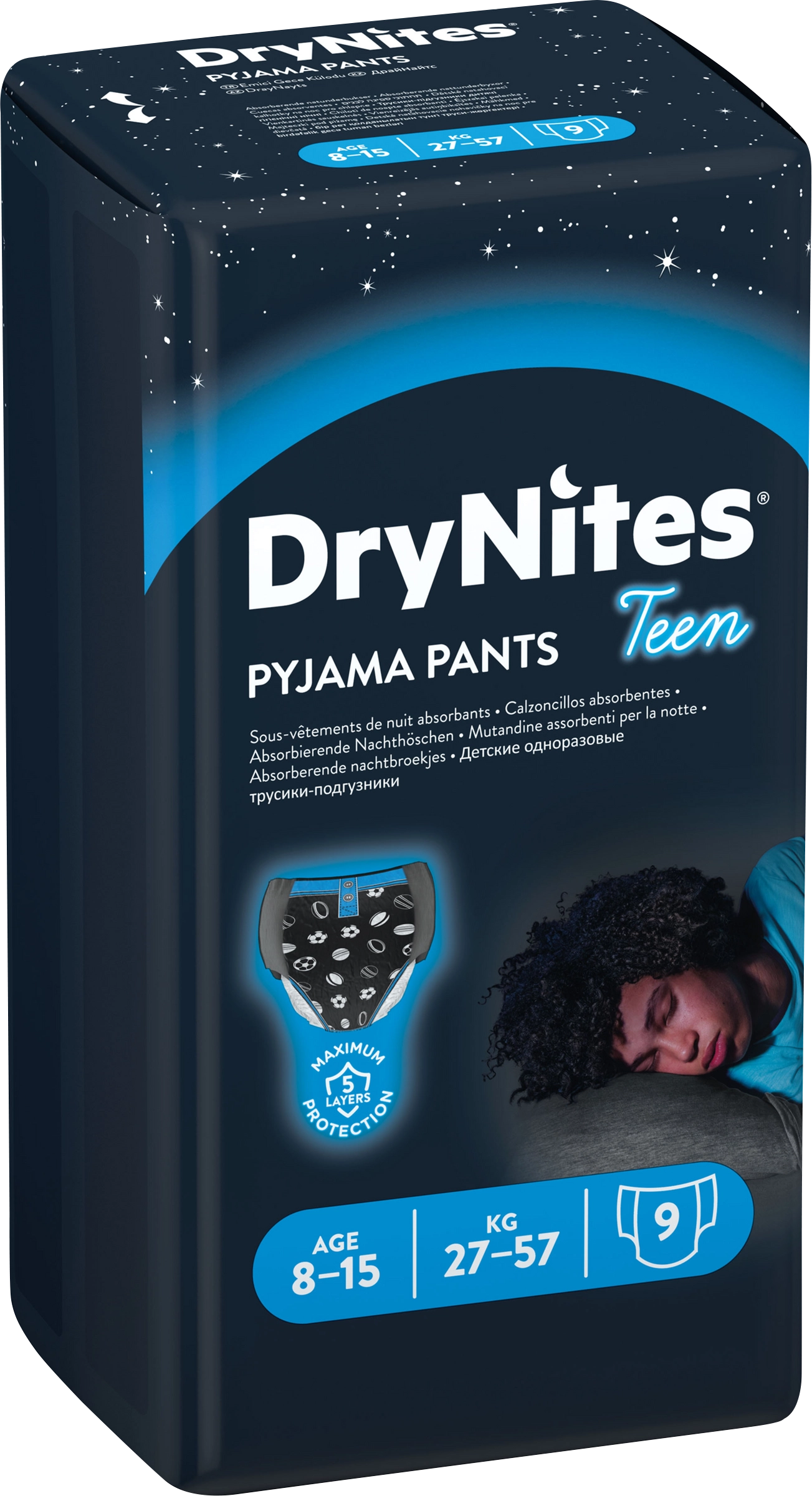 Подгузники-трусики детские для мальчиков HUGGIES DryNites 8–15 лет,  30–57кг, 9шт - купить с доставкой в Москве и области по выгодной цене -  интернет-магазин Утконос