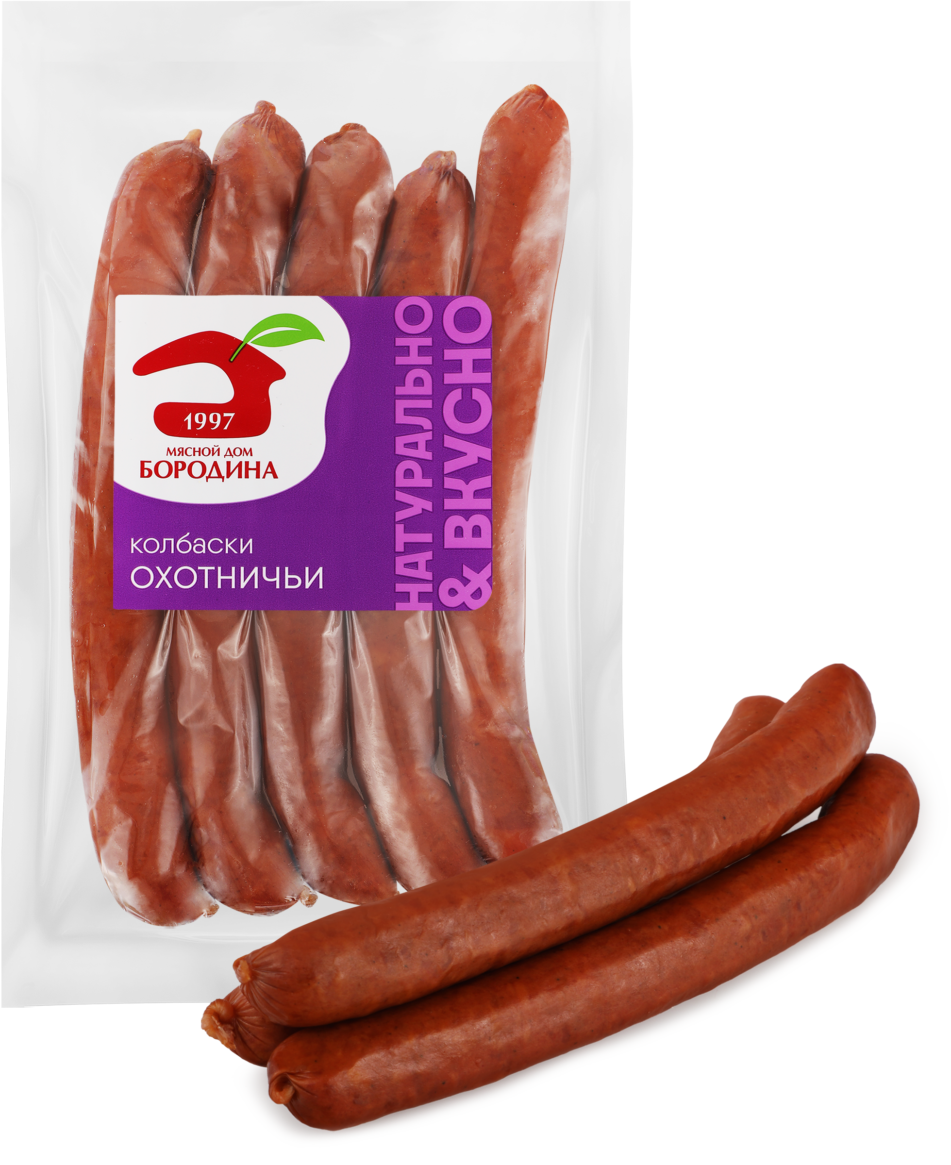 Изображение товара Полукопченые охотничьи колбаски МД БОРОДИНА 230г натуральные вкусные