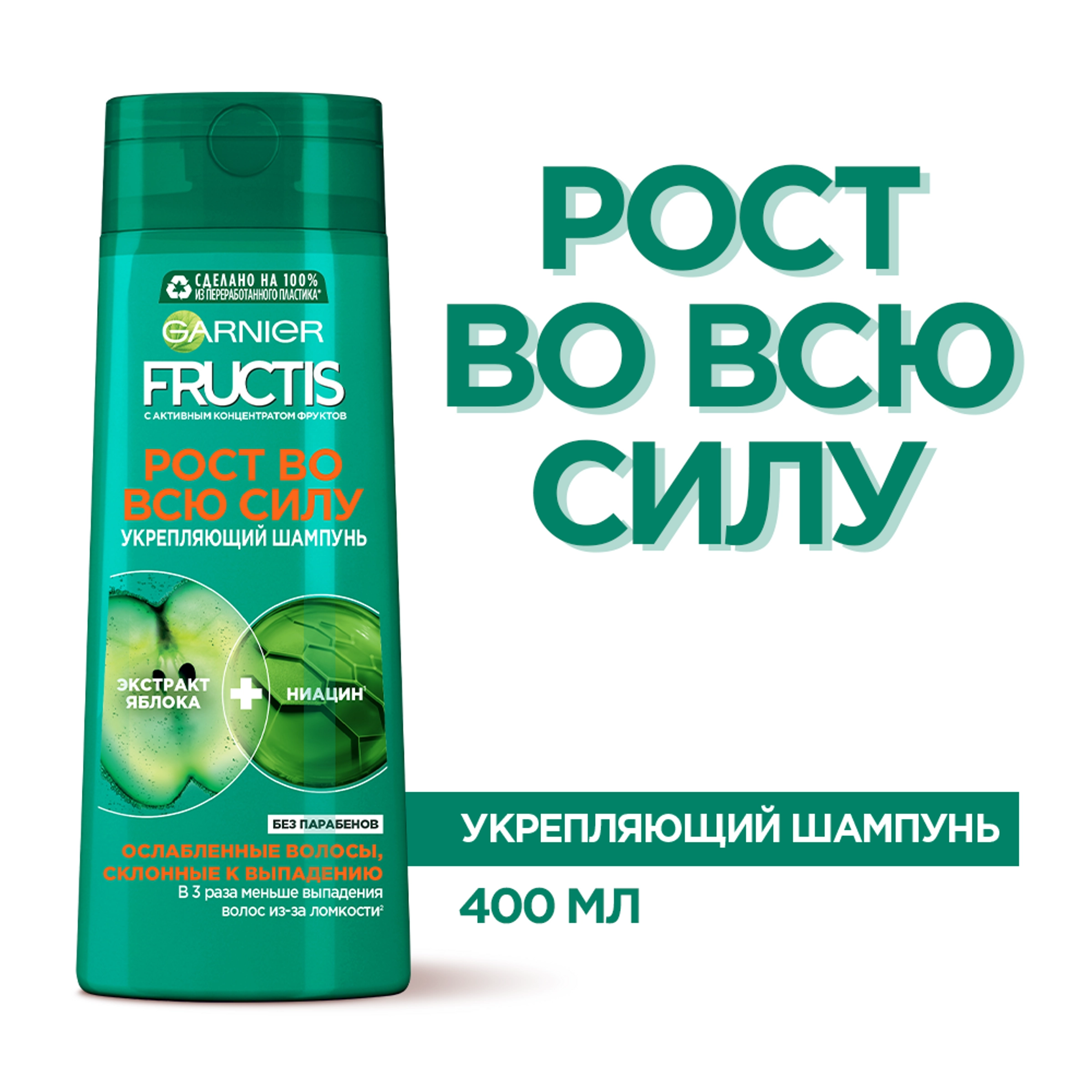 Шампунь для ослабленных волос склонных к выпадению FRUCTIS Рост во всю  силу, укрепляющий, 400мл - купить с доставкой в Москве и области по  выгодной цене - интернет-магазин Утконос