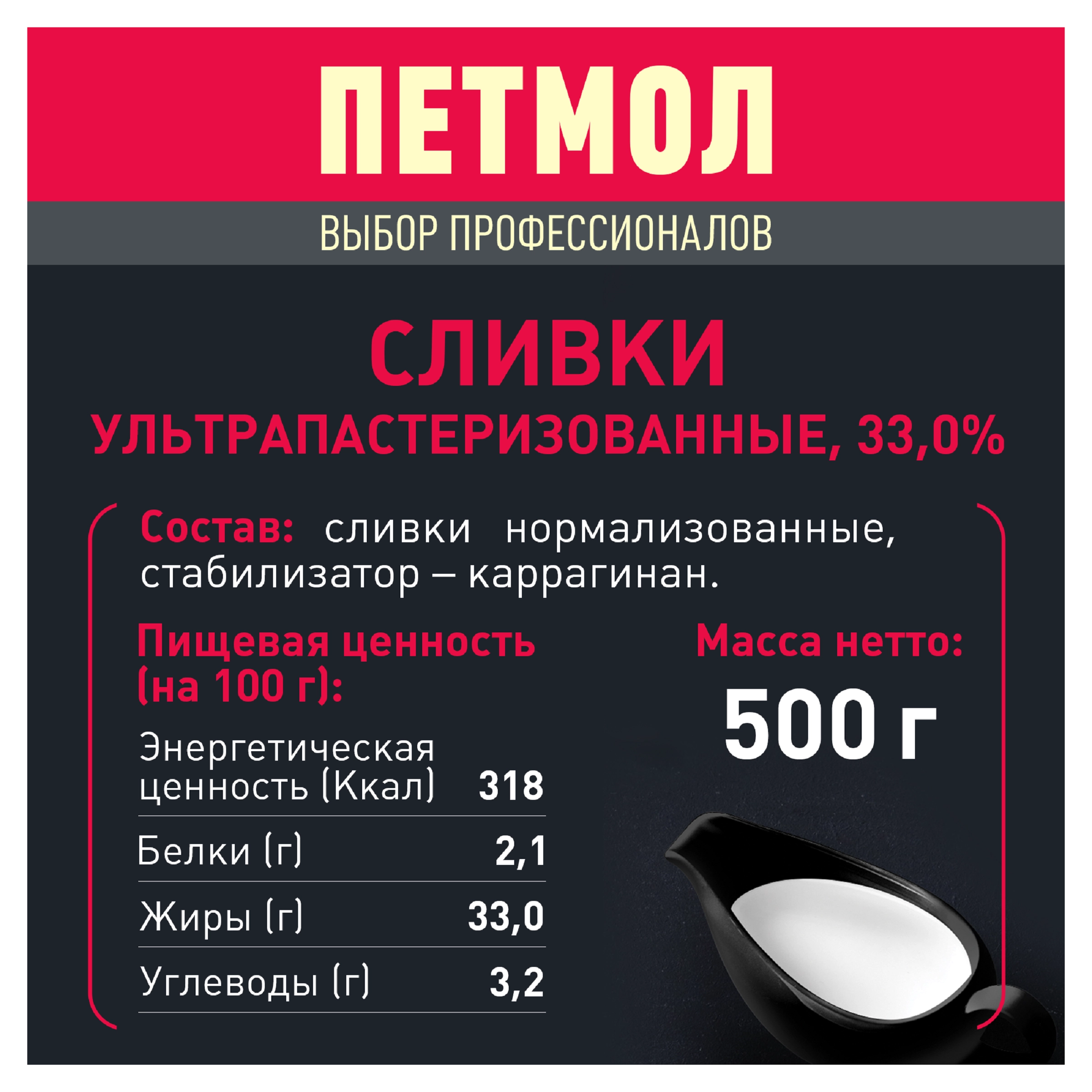 Сливки ультрапастеризованные ПЕТМОЛ Для взбивания 33%, без змж, 500г -  купить с доставкой в Москве и области по выгодной цене - интернет-магазин  Утконос