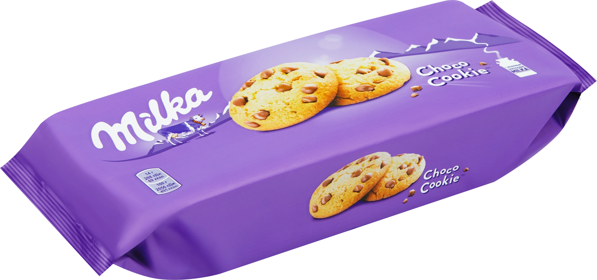 Печенье MILKA Choco Cookie с кусочками шоколада, 168г