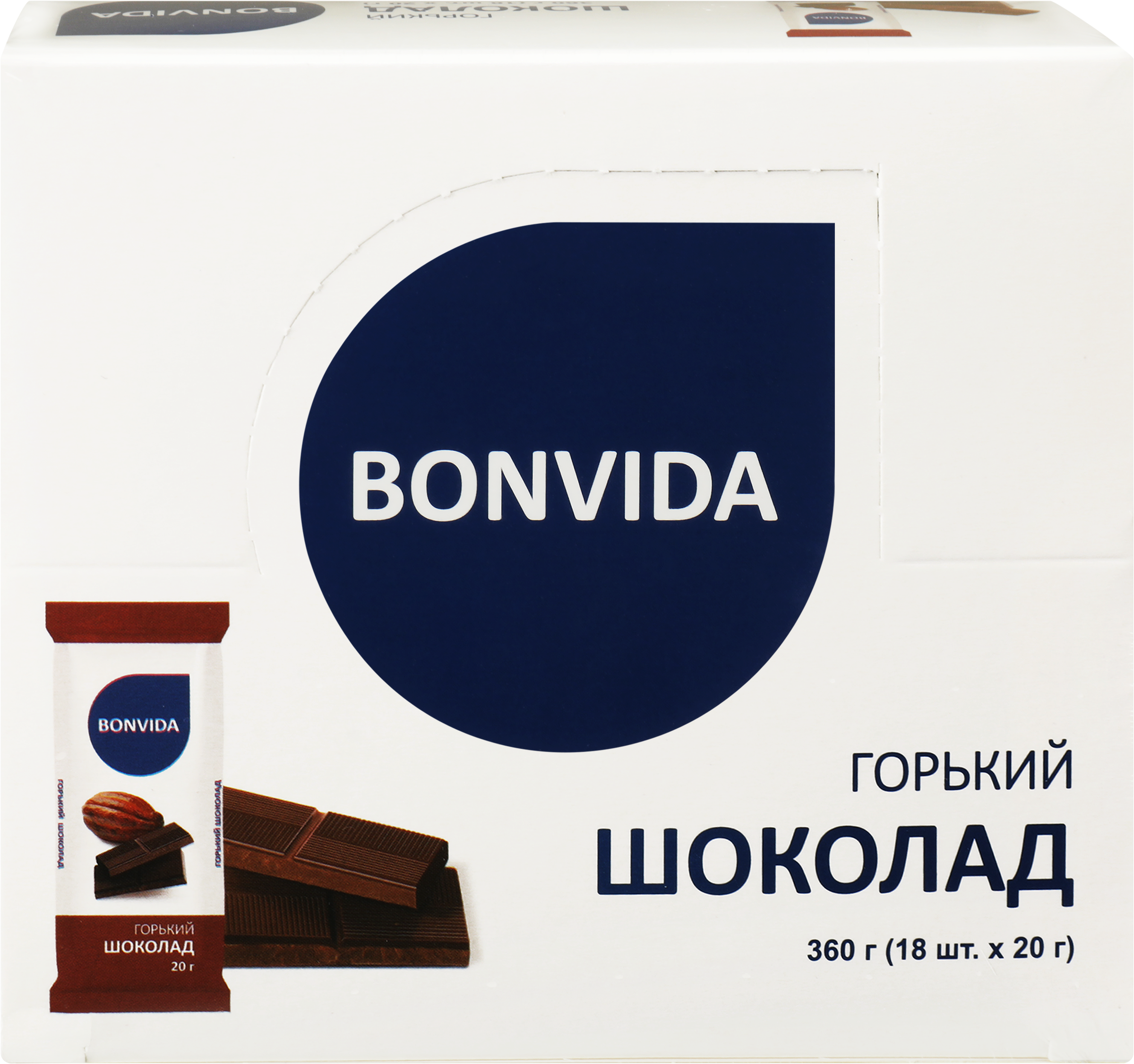 Шоколад горький BONVIDA, 18х20г - купить с доставкой в Москве и области ...