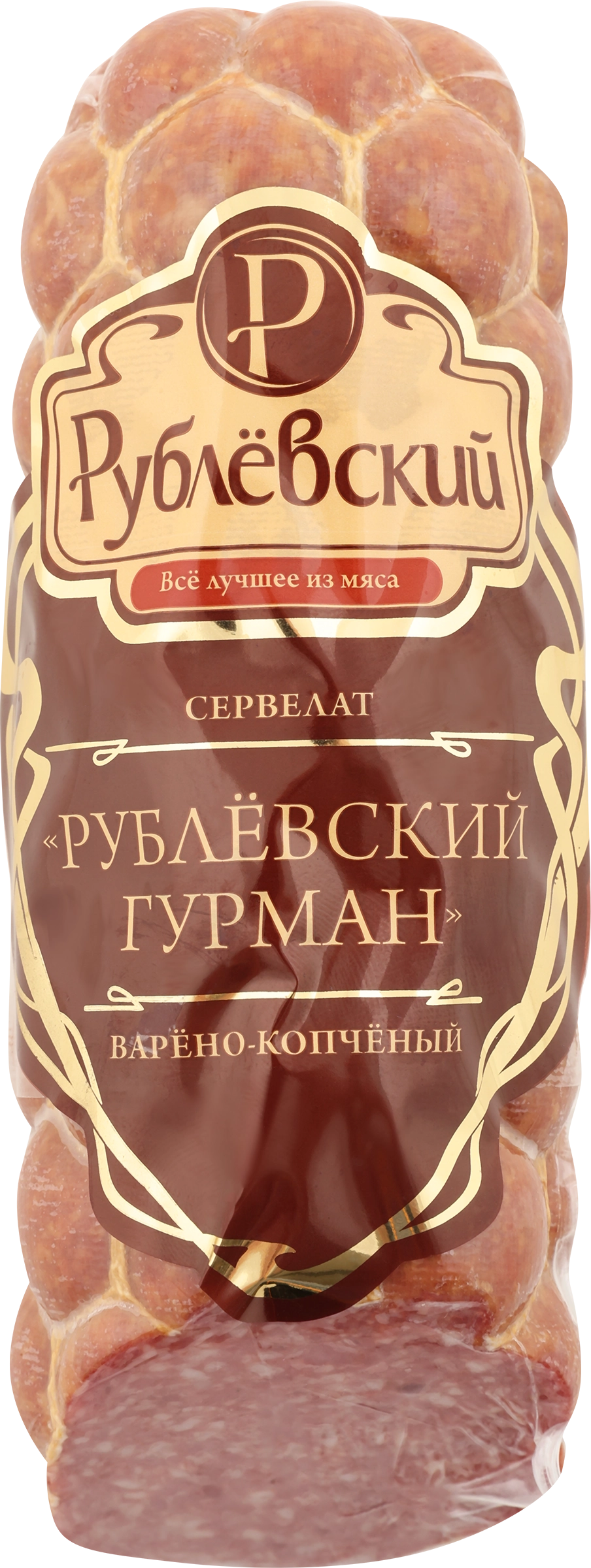 Колбаса копчено-вареная РУБЛЁВСКИЙ Сервелат Гурман, категория А, 400г -  купить с доставкой в Москве и области по выгодной цене - интернет-магазин  Утконос