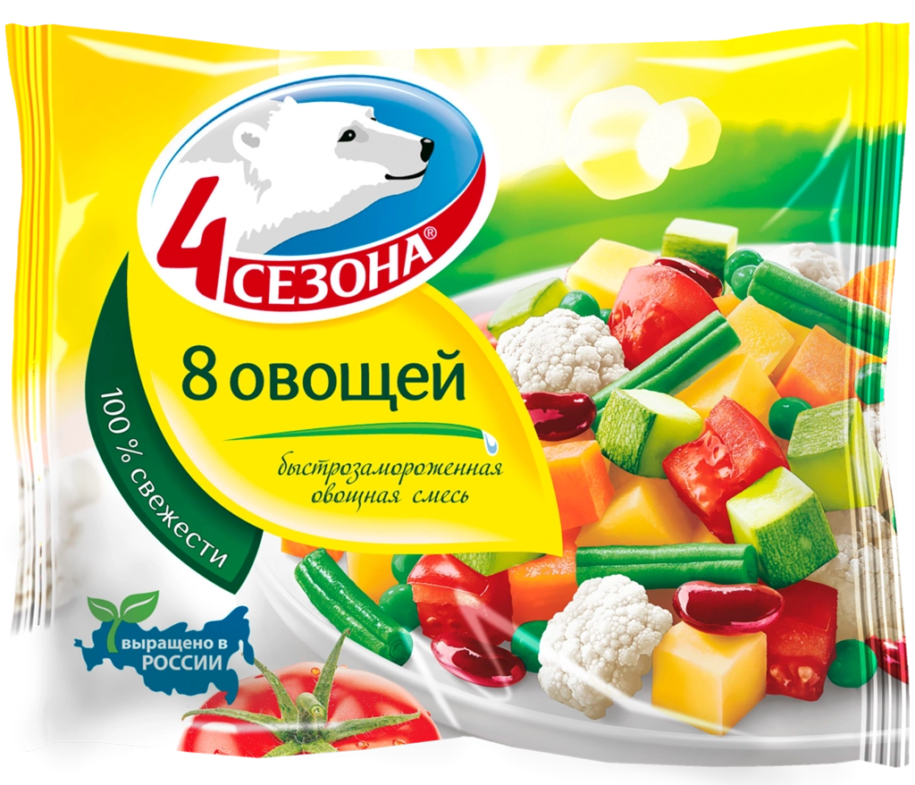 Смесь овощная 4 СЕЗОНА 8 овощей, 400г - купить с доставкой в Москве и  области по выгодной цене - интернет-магазин Утконос