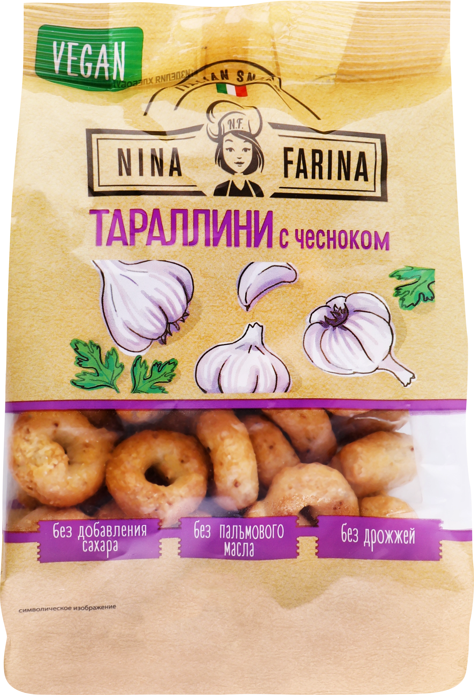 Тараллини NINA FARINA с чесноком, 180г