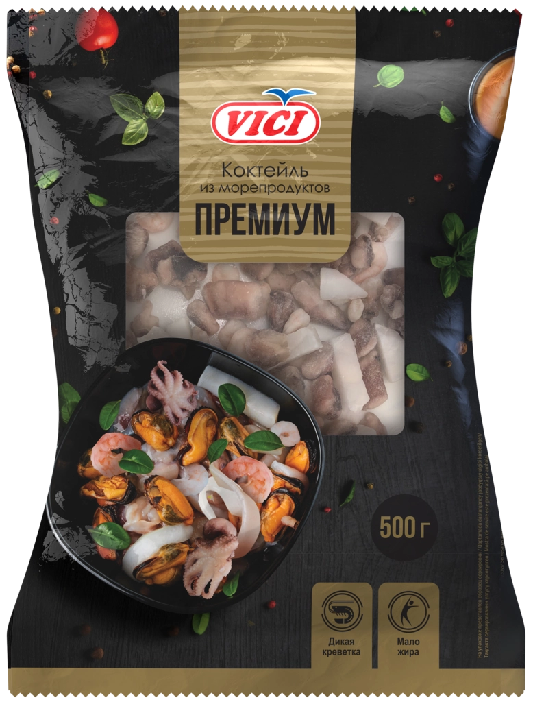 Коктейль из морепродуктов варено-мороженный VICI Премиум, 500г