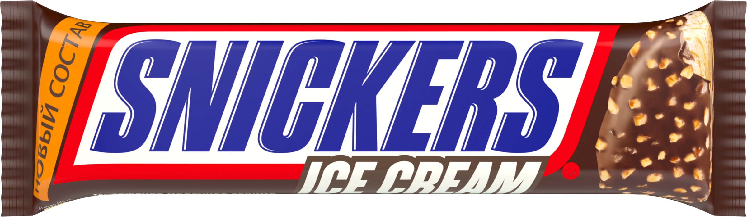 Мороженое SNICKERS Ice Cream, молочное с карамелью и арахисом в глазури 5%,  без змж, эскимо, 65г