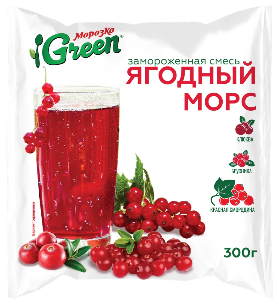 Морс ягодный МОРОЗКО GREEN c клюквой, брусникой и красной смородиной, 300г  - купить с доставкой в Москве и области по выгодной цене - интернет-магазин  Утконос