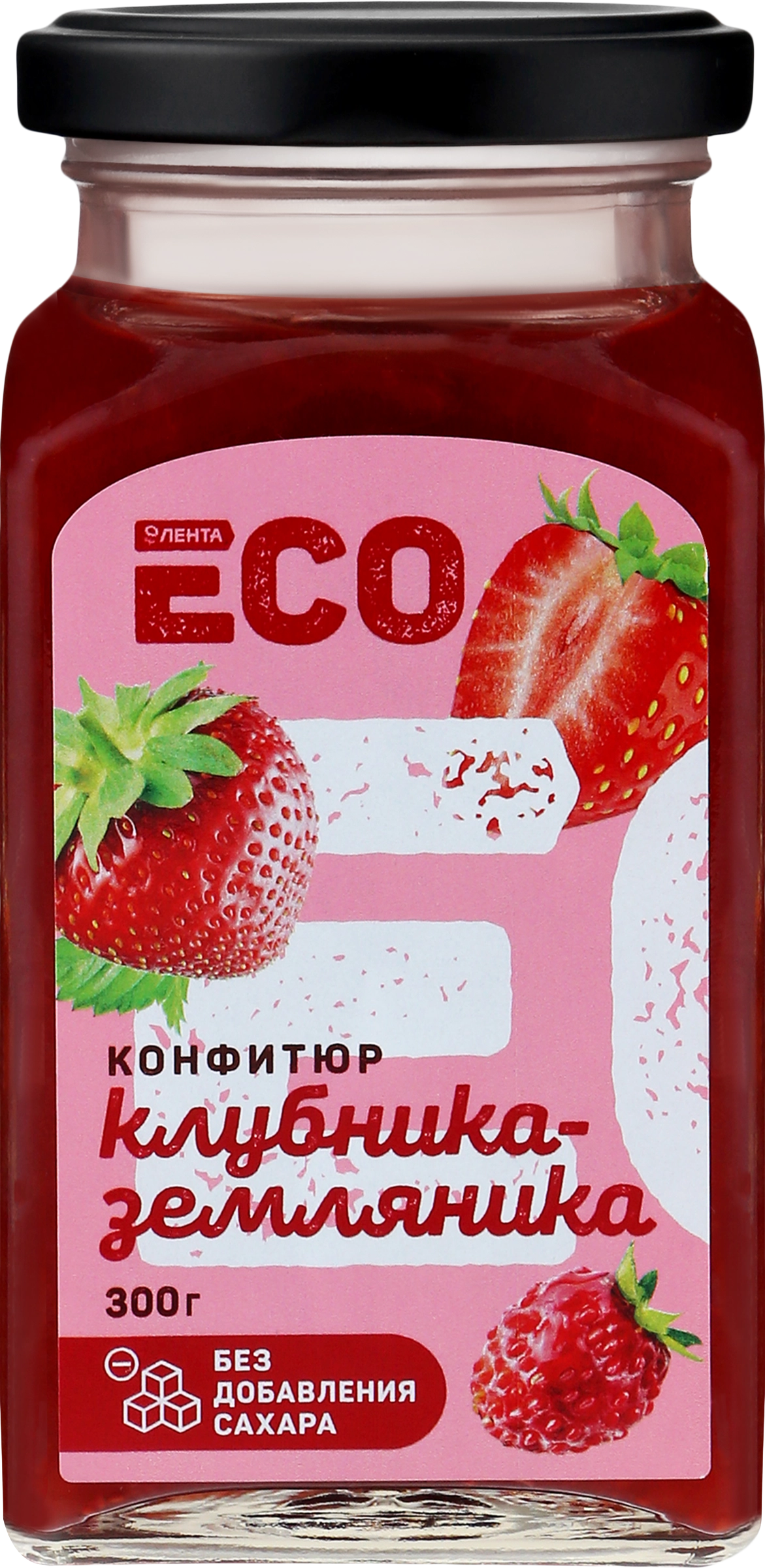 Конфитюр ЛЕНТА ECO Клубника и земляника, без сахара, 300г - купить с  доставкой в Москве и области по выгодной цене - интернет-магазин Утконос