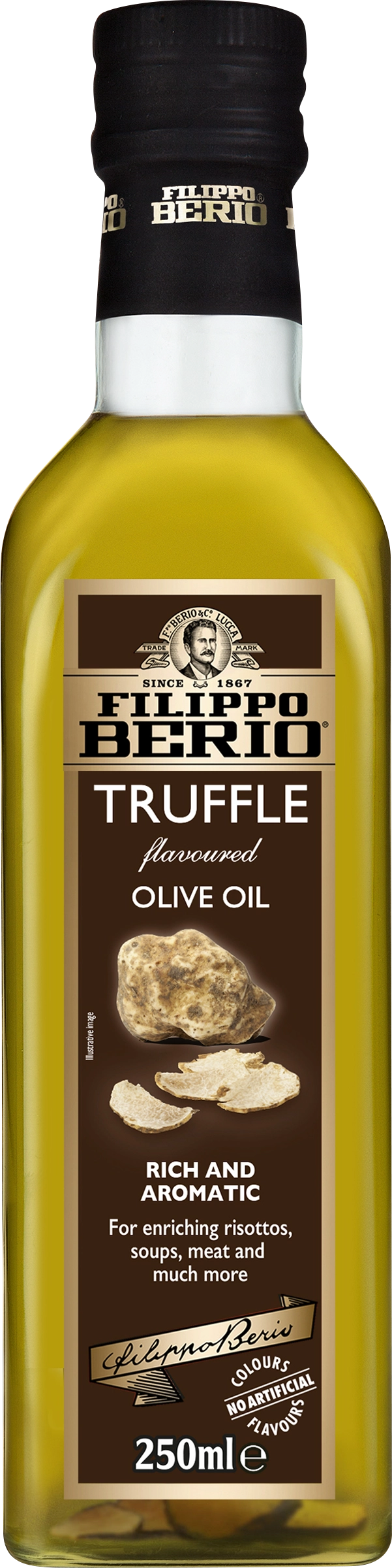 Масло оливковое FILIPPO BERIO Truffle, нерафинированное со вкусом трюфеля,  250мл - купить с доставкой в Москве и области по выгодной цене -  интернет-магазин Утконос