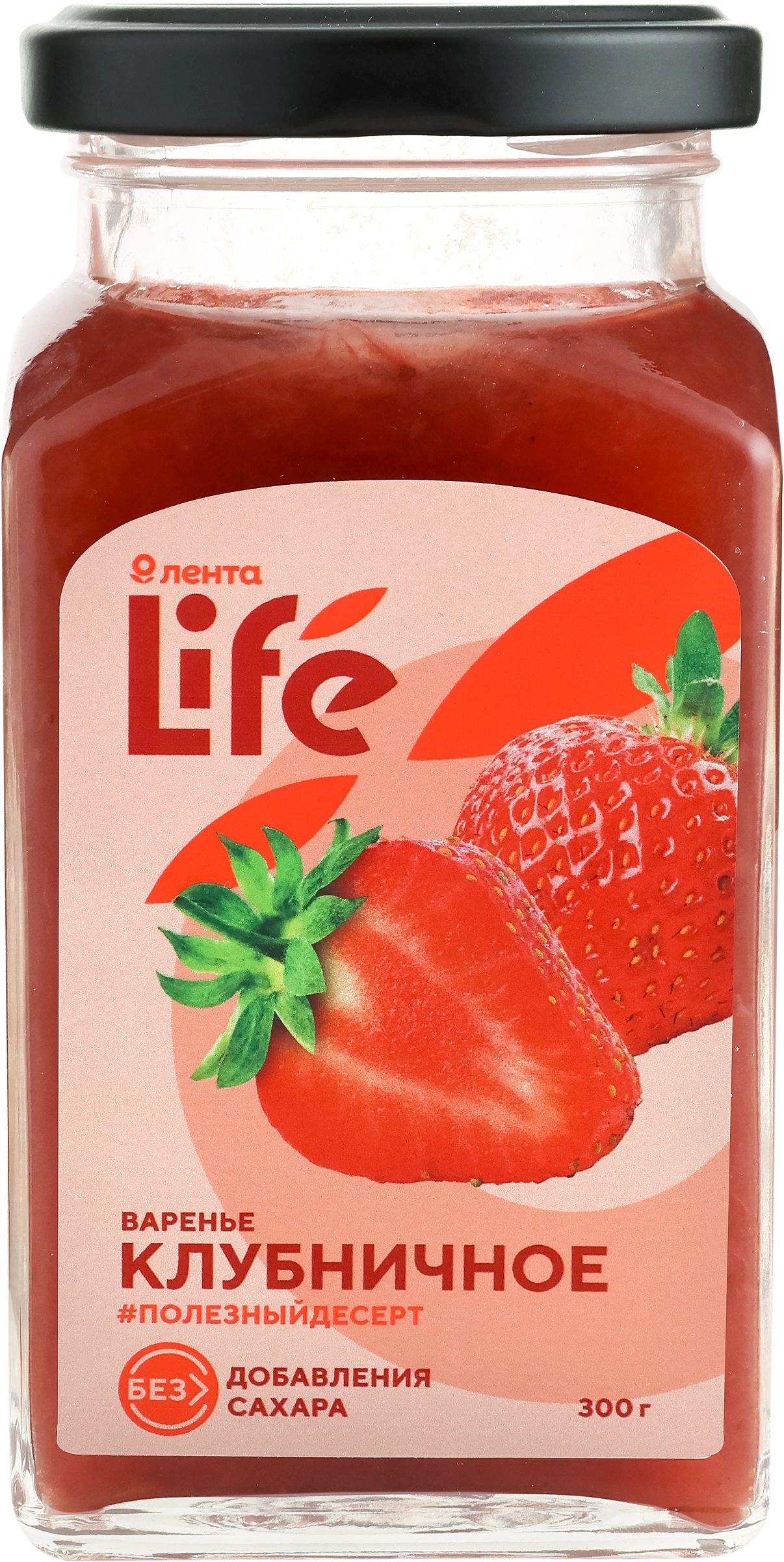 Варенье ЛЕНТА LIFE Клубничное, без сахара, 300г