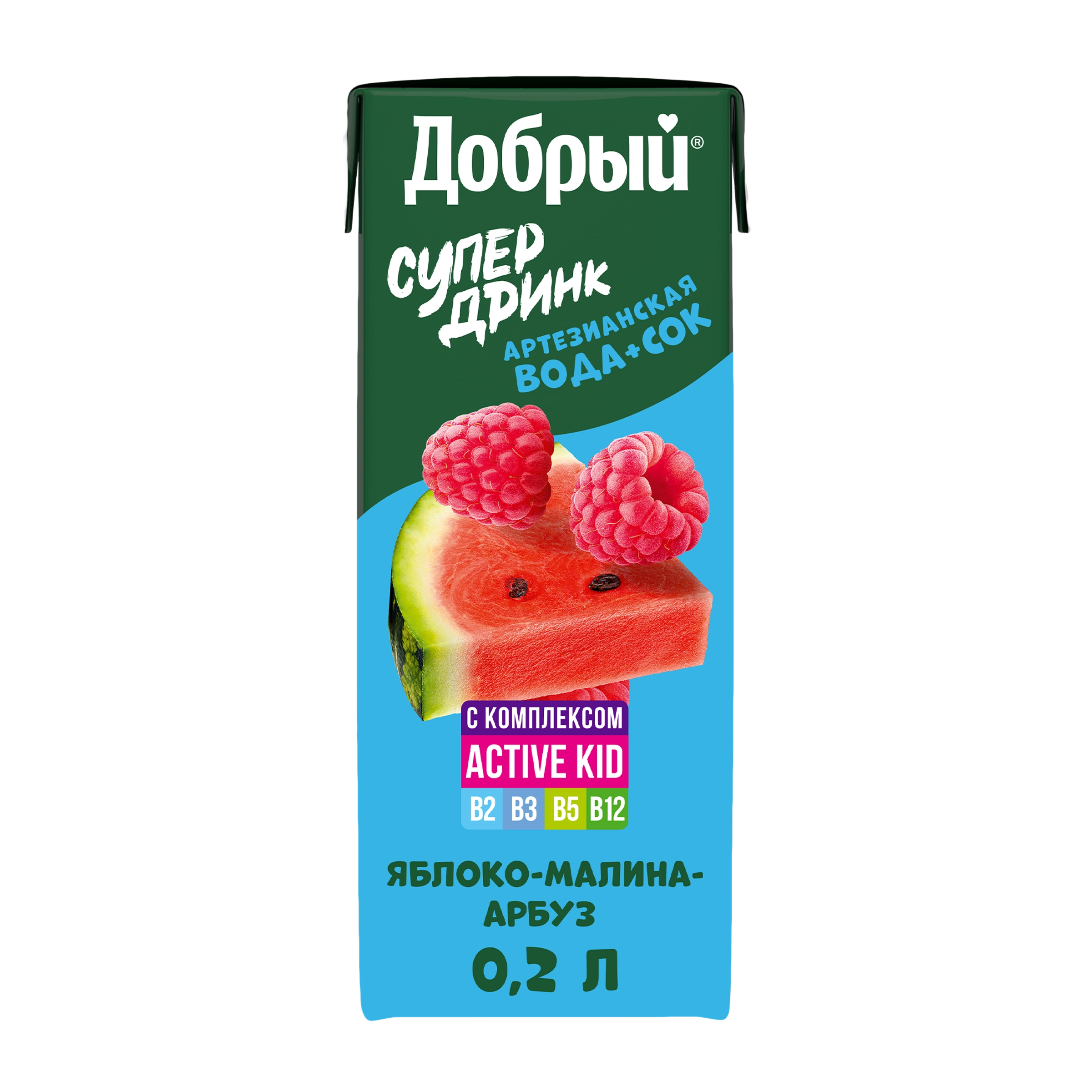 Напиток ДОБРЫЙ Яблоко, малина, арбуз сокосодержащий, 0.2л - купить с  доставкой в Москве и области по выгодной цене - интернет-магазин Утконос