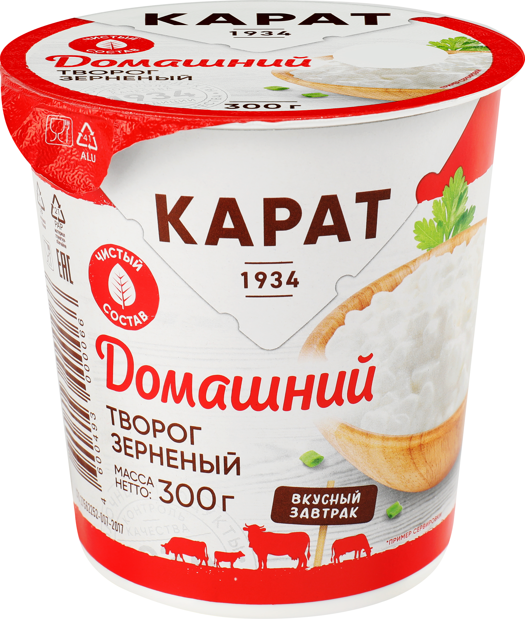 Изображение товара Творог зерненый КАРАТ Домашний 4% (300 г) Изображение товара Творог зерненый КАРАТ Домашний 4% (300 г)