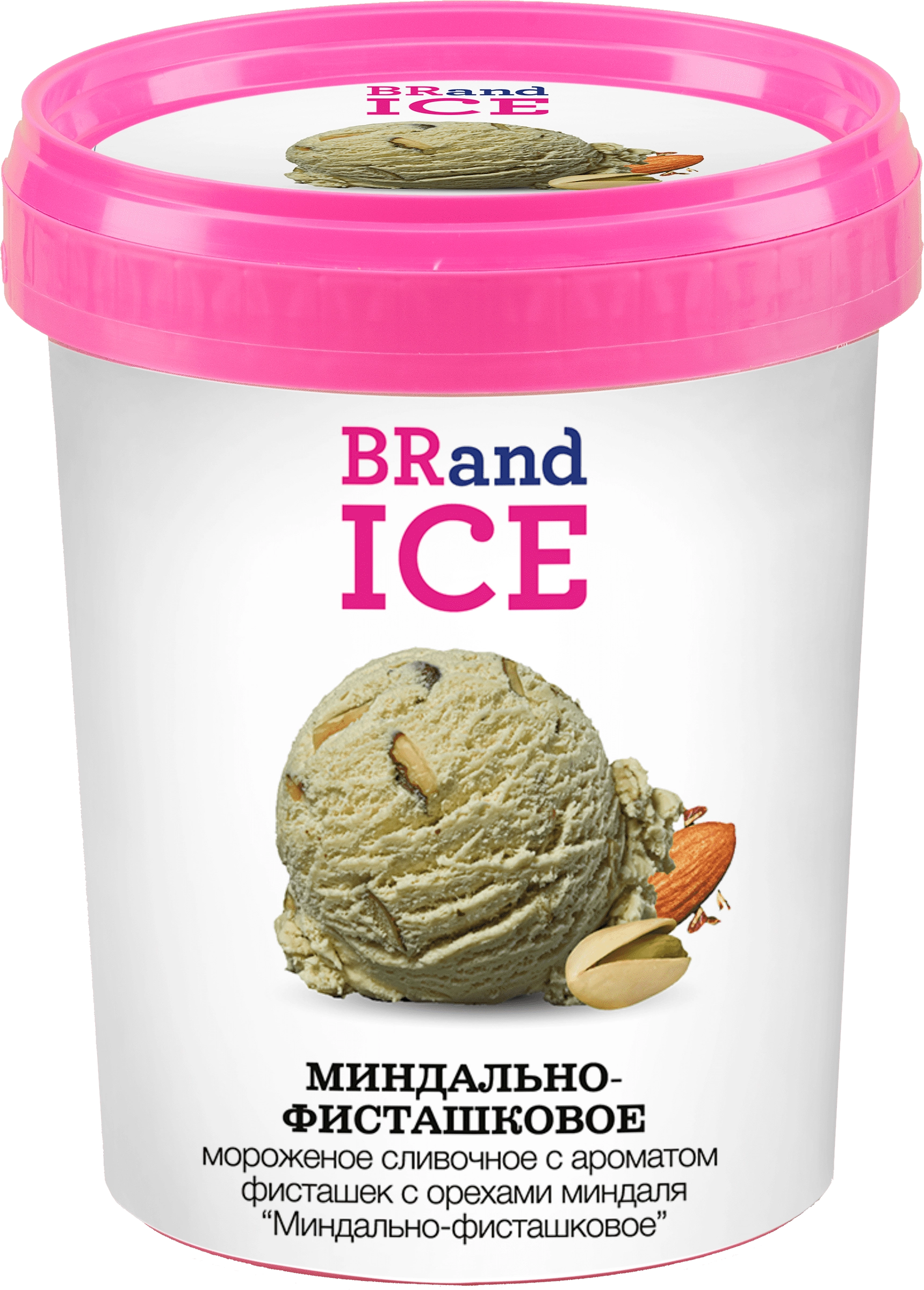 Мороженое BRAND ICE Миндально-фисташковое, сливочное фисташковое с миндалем  18%, без змж, пластиковый стакан, 600г - купить с доставкой в Москве и  области по выгодной цене - интернет-магазин Утконос