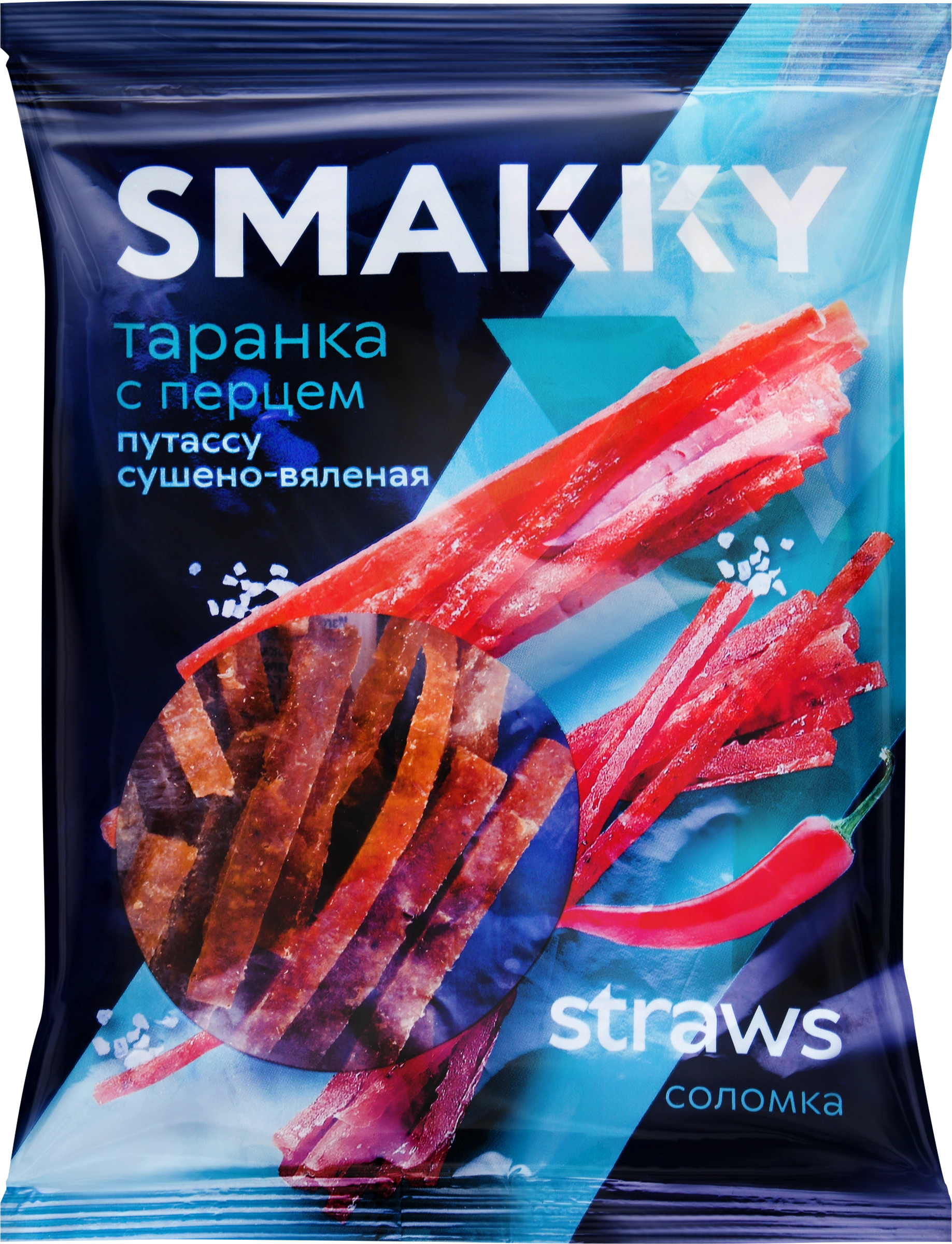 Рыба солено-сушеная SMAKKY Таранка с перцем, соломка, 70г - купить с  доставкой в Москве и области по выгодной цене - интернет-магазин Утконос