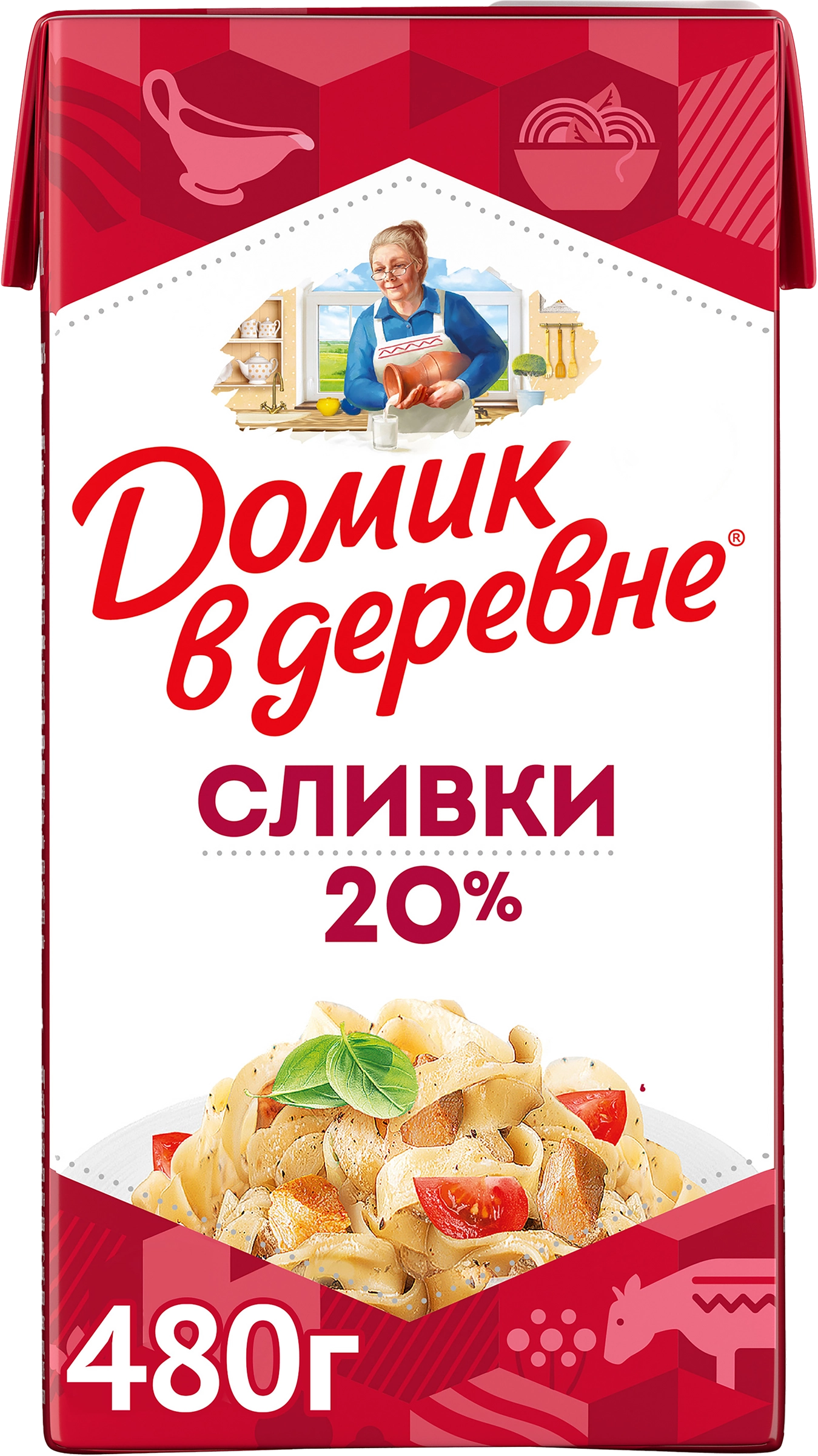 Сливки стерилизованные ДОМИК В ДЕРЕВНЕ 20%, без змж, 480г - купить с  доставкой в Москве и области по выгодной цене - интернет-магазин Утконос