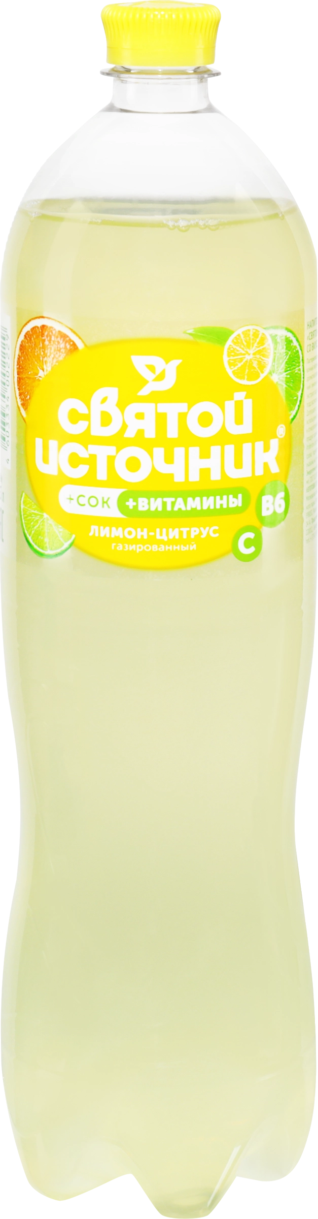 Напиток СВЯТОЙ ИСТОЧНИК Вода со вкусом лимон, цитрус газированный, 1.5л