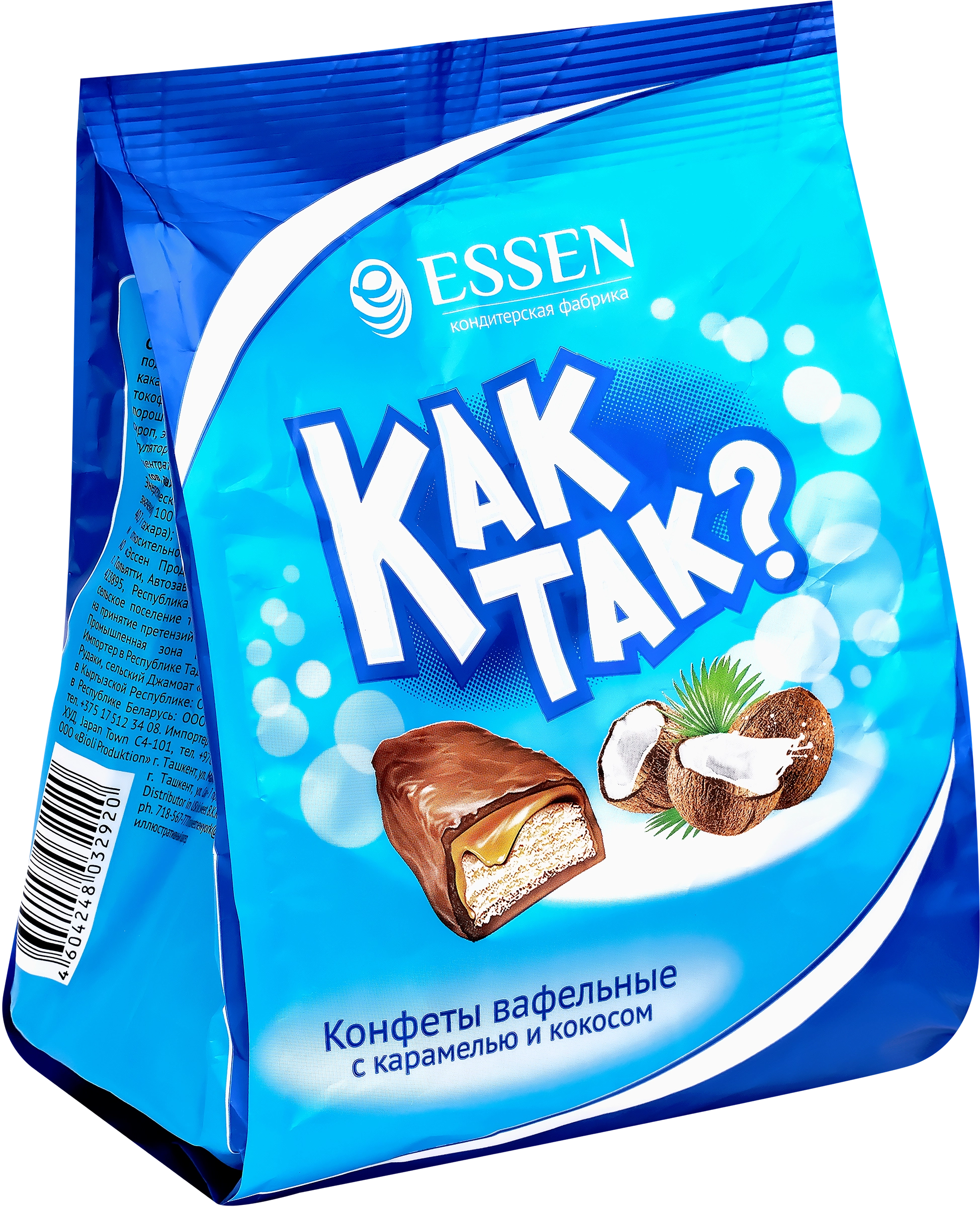 Конфеты вафельные ESSEN Как так? с карамелью и кокосом, 210г