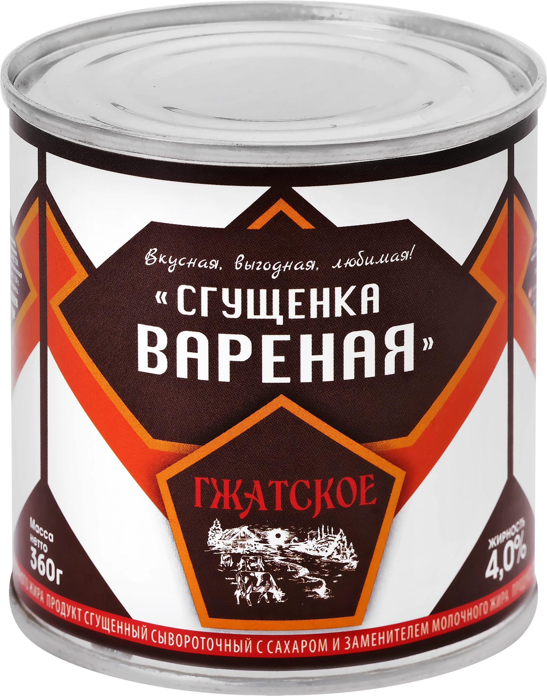 Продукт молокосодержащий ГЖАТСКОЕ Сгущенка вареная с сахаром 4%, с змж,  360г - купить с доставкой в Москве и области по выгодной цене -  интернет-магазин Утконос