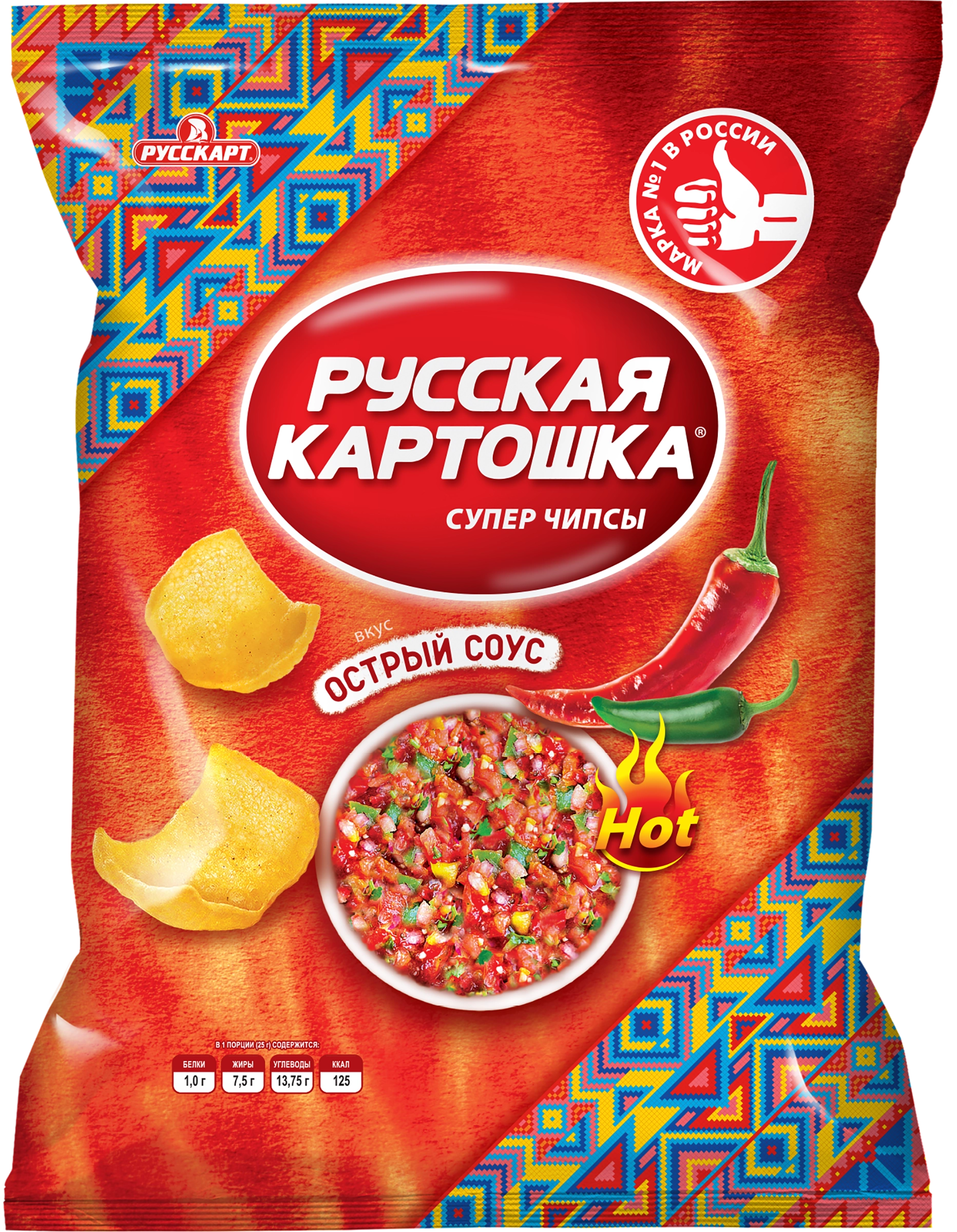 Чипсы картофельные РУССКАЯ КАРТОШКА со вкусом острый соус, 105г - купить с  доставкой в Москве и области по выгодной цене - интернет-магазин Утконос