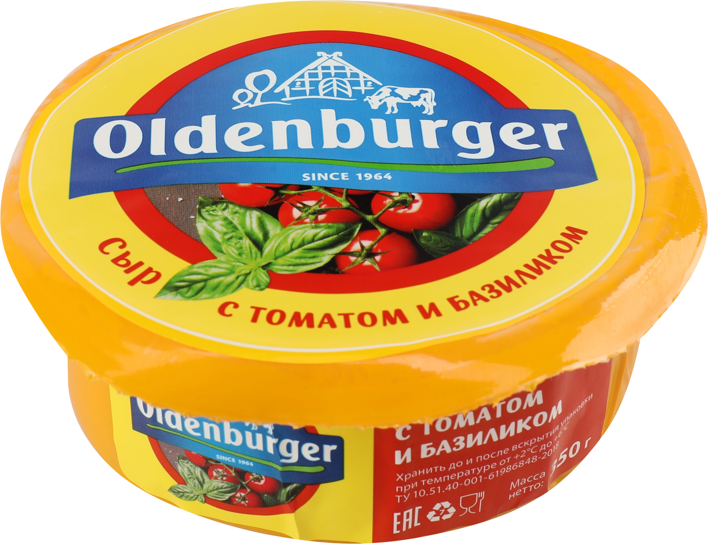 Сыр OLDENBURGER с томатом и базиликом 45%, без змж, 350г - купить с  доставкой в Москве и области по выгодной цене - интернет-магазин Утконос