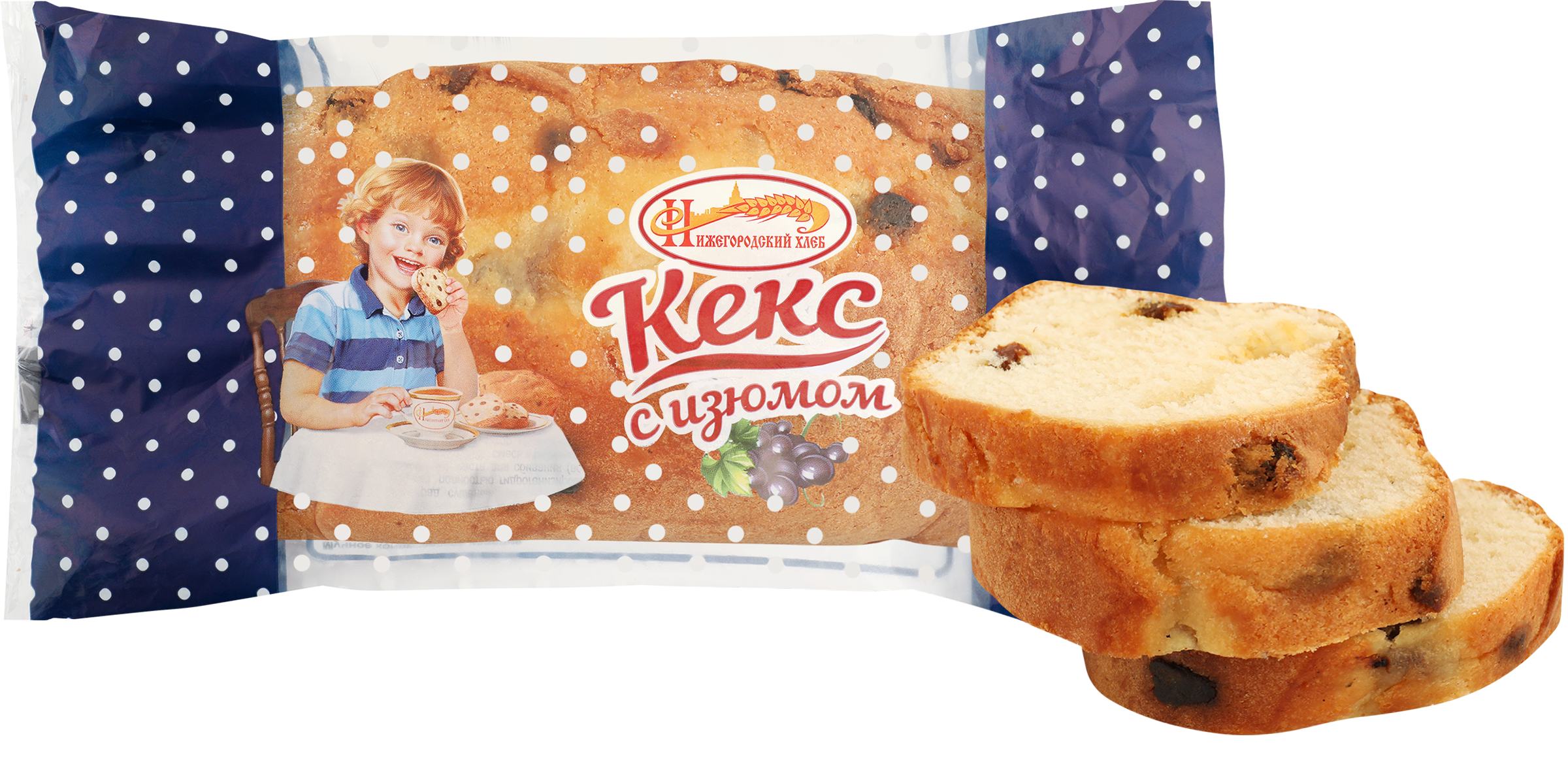 Изображение товара Кекс НИЖЕГОРОДСКИЙ ХЛЕБ с изюмом 450г - мягкое и ароматное лакомство для чаепития