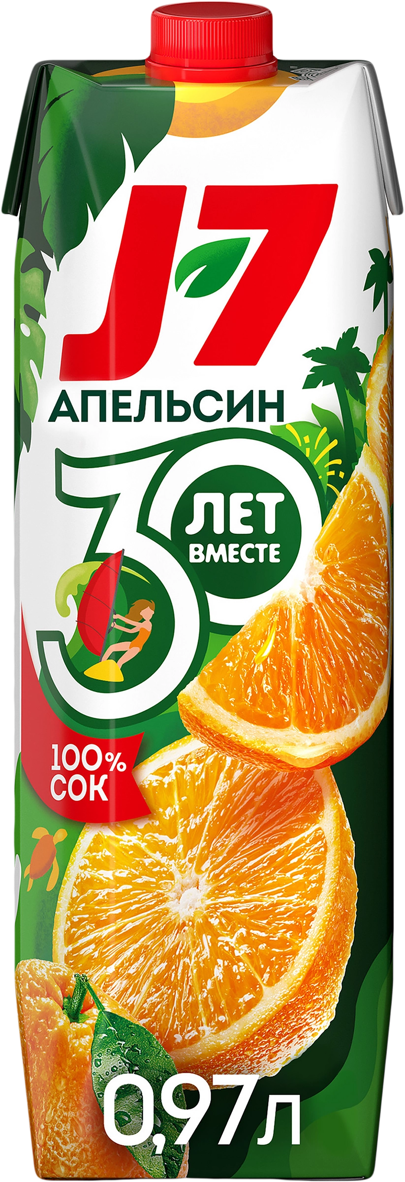 Сок J7 Апельсин с мякотью, 0.97л