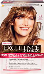 Краска для волос EXCELLENCE 7.1 Русый пепельный, 176мл, фотография