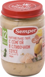 Пюре рыбно-овощное SEMPER Картофельное пюре с семгой в сливочном соусе, с 12 месяцев, 190г