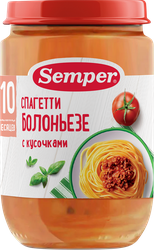 Пюре SEMPER Спагетти Болоньезе, с 12 месяцев, 190г, фотография