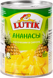 Ананасы LUTIK кусочки в сиропе, 580мл, картинка