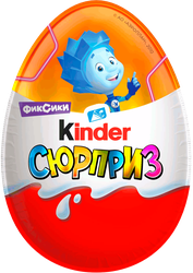 Яйцо шоколадное KINDER Сюрприз из молочного шоколада с игрушкой, 20г, картинка