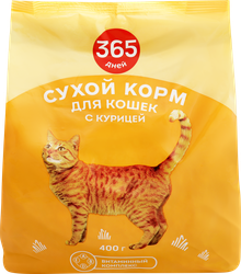 Корм сухой для кошек 365 ДНЕЙ с курицей, 400г, картинка