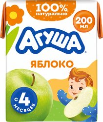 Сок детский АГУША Яблоко осветленный, с 4 месяцев, 200мл, фотография