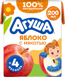 Сок детский АГУША Яблоко с мякотью, с 4 месяцев, 200мл, детальное фото