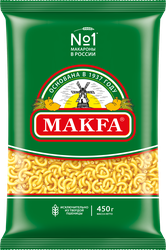 Макароны MAKFA Рожки гладкие высший сорт, 450г, картинка