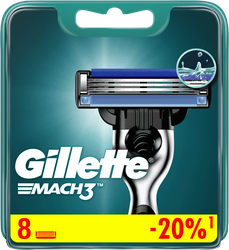 Кассеты сменные для бритья GILLETTE Mach3, 8шт, изображение